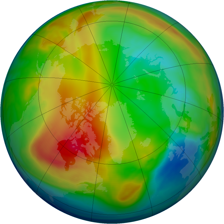 Arctic ozone map for 18 January 2008